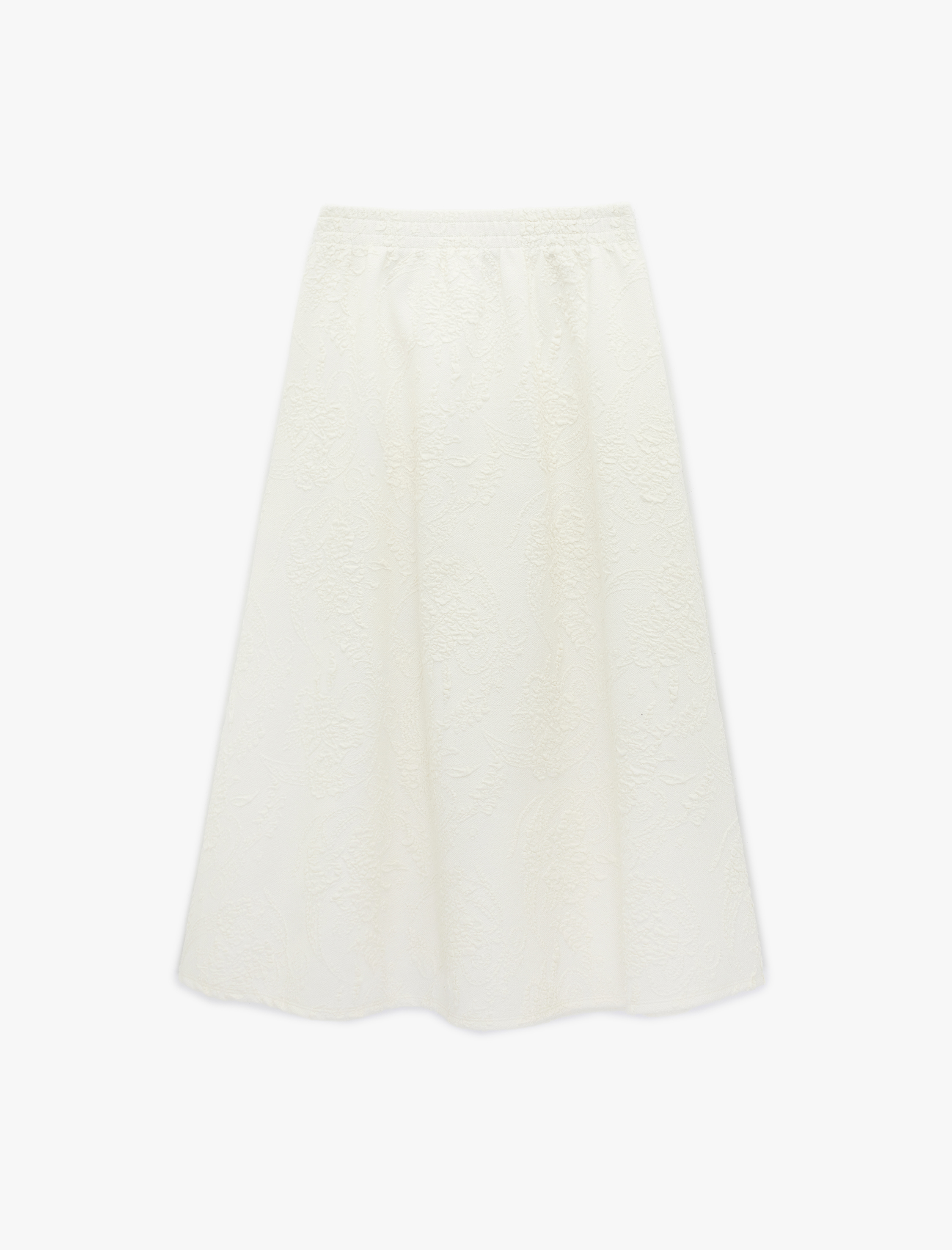   Beli Lastikli A Kesim Midi Floral Dokulu Etek