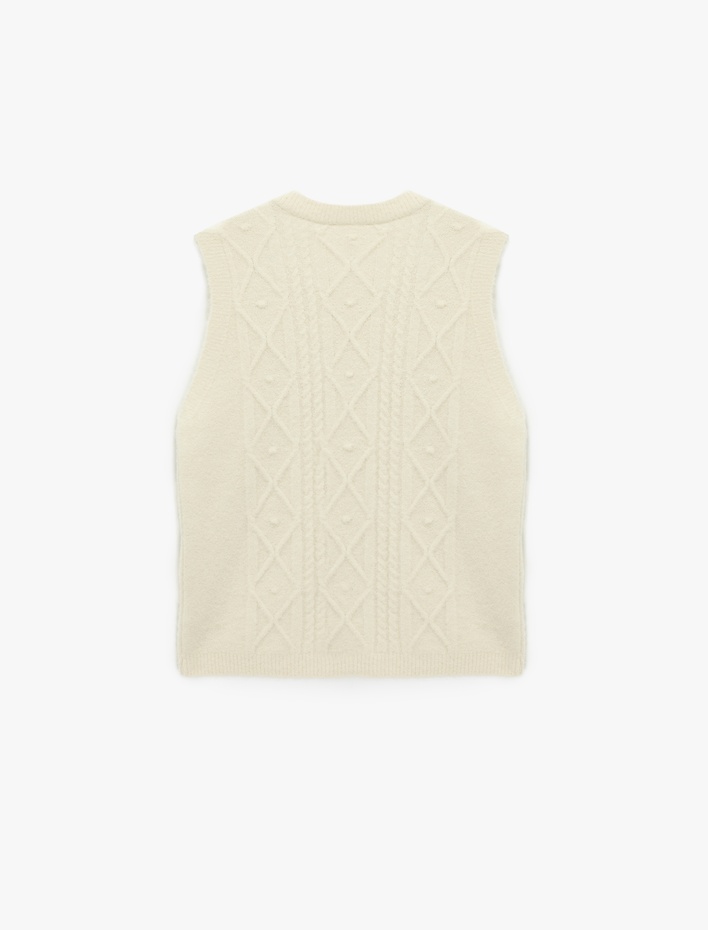  Bisiklet Yaka Saç Örgü Süveter