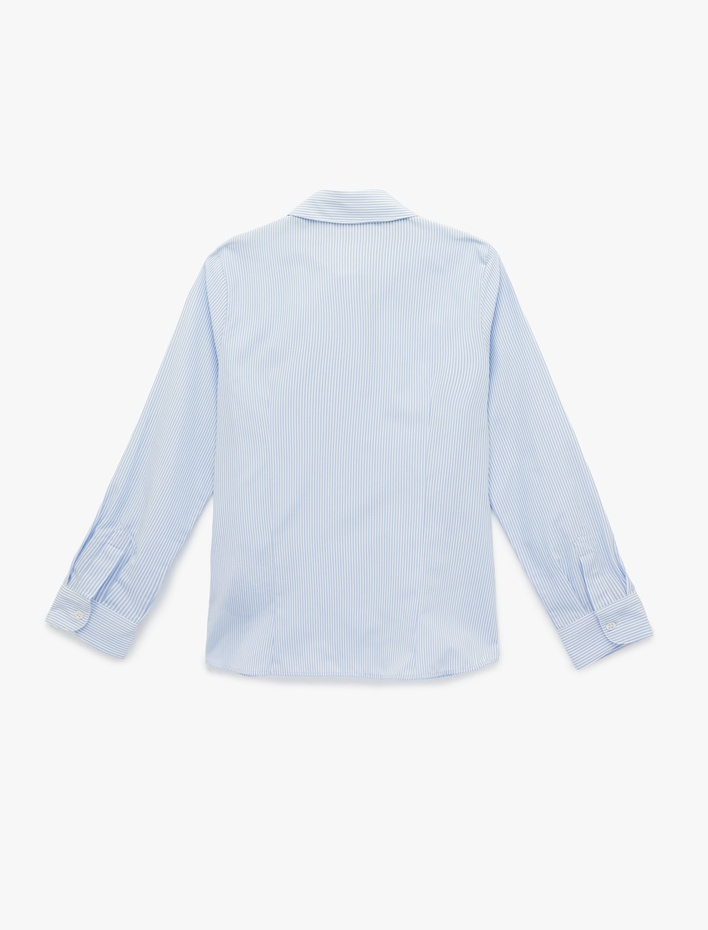  Regular Fit Uzun Kollu Klasik Yaka Çizgili Gömlek