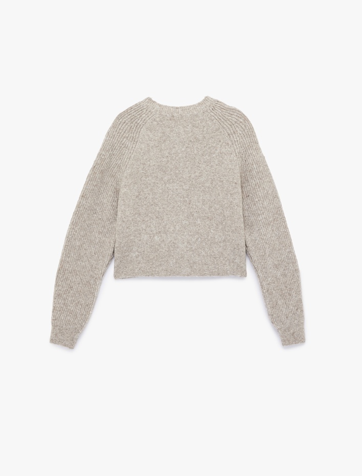  Uzun Kollu Bisiklet Yaka Düğmeli Triko Hırka