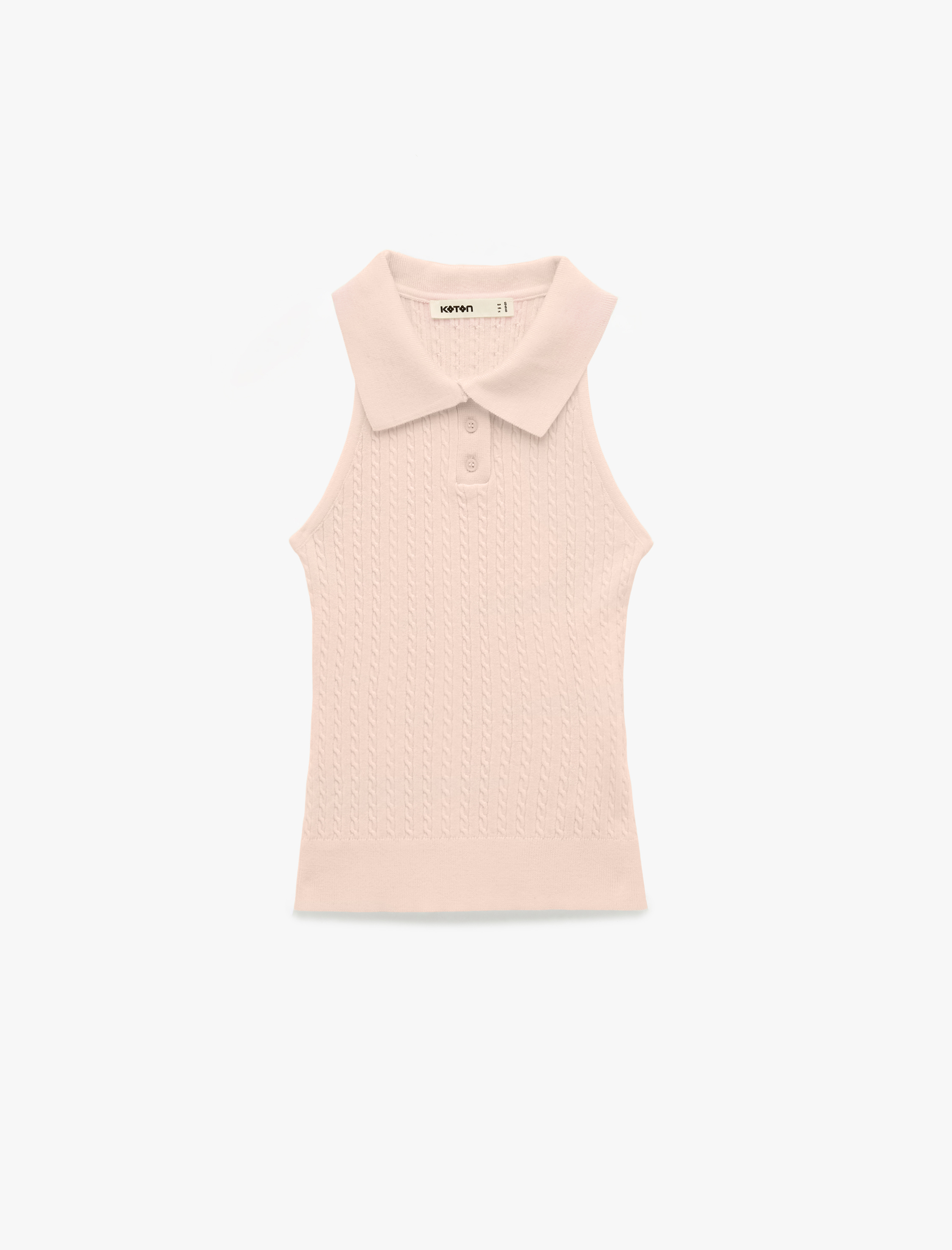   Slim Fit Kolsuz Saç Örgü Düğmeli Polo Yaka Triko Atlet