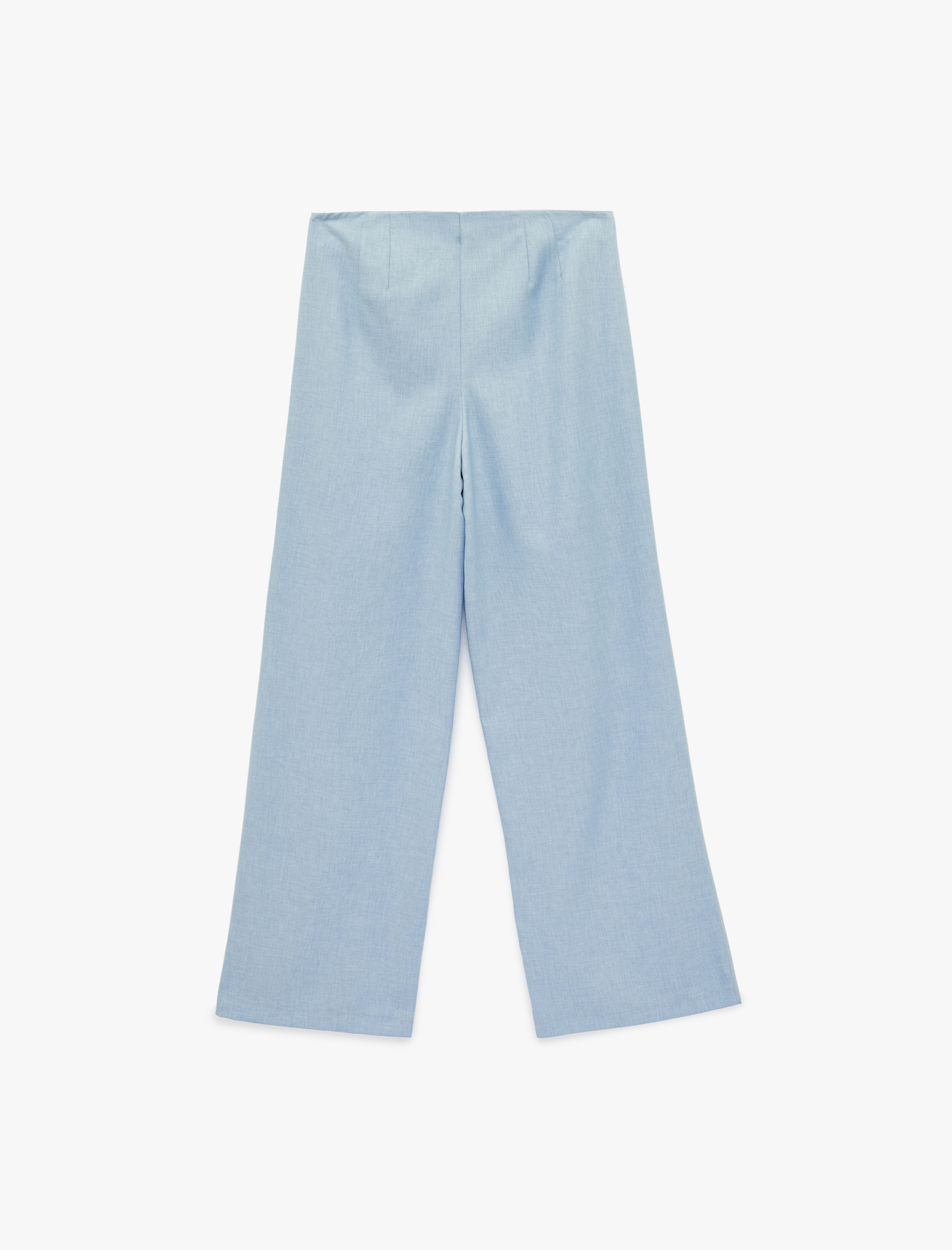   Yüksek Bel Uzun Geniş Paça Kumaş Pantolon