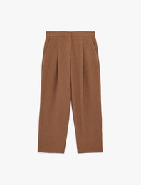 Keten Görünümlü Cepli Bilek Boy Pile Detaylı Havuç Pantolon