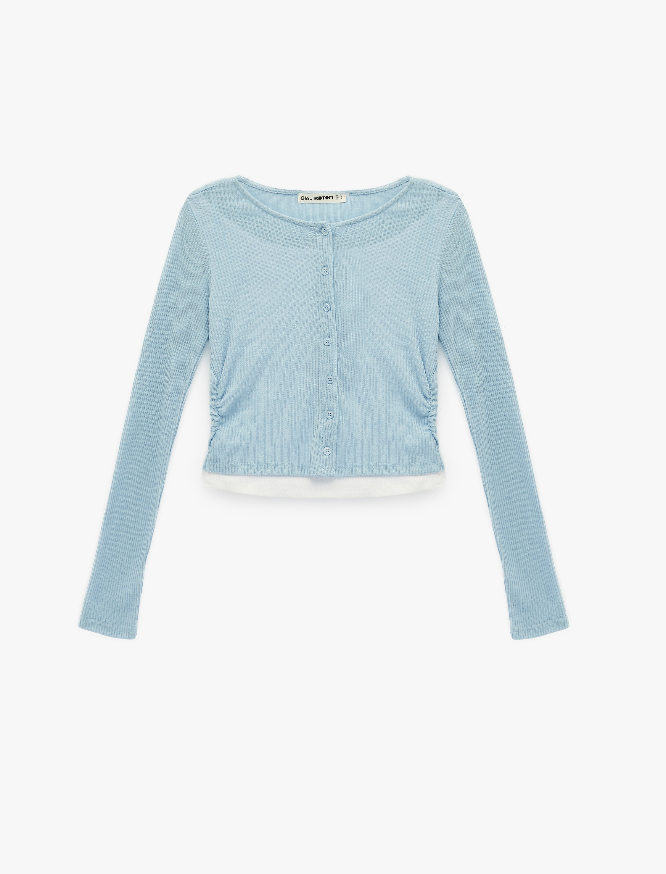   Uzun Kollu Bisiklet Yaka Düğmeli Slim Fit Hırka