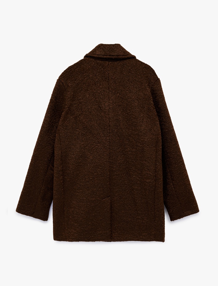  Kruvaze Buklet Kaban Düğmeli Uzun Kollu Cepli