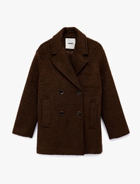 Kruvaze Buklet Kaban Düğmeli Uzun Kollu Cepli