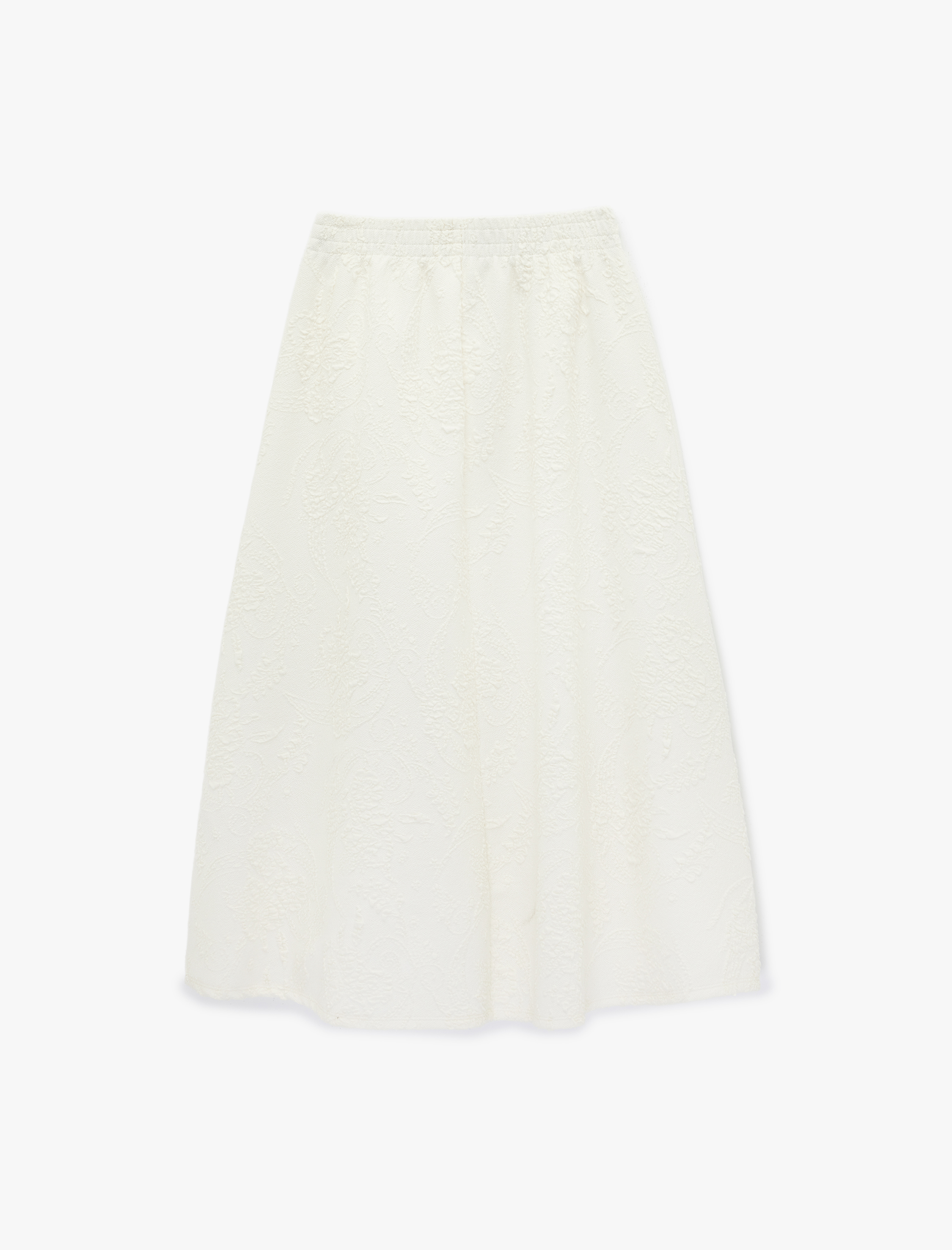   Beli Lastikli A Kesim Midi Floral Dokulu Etek