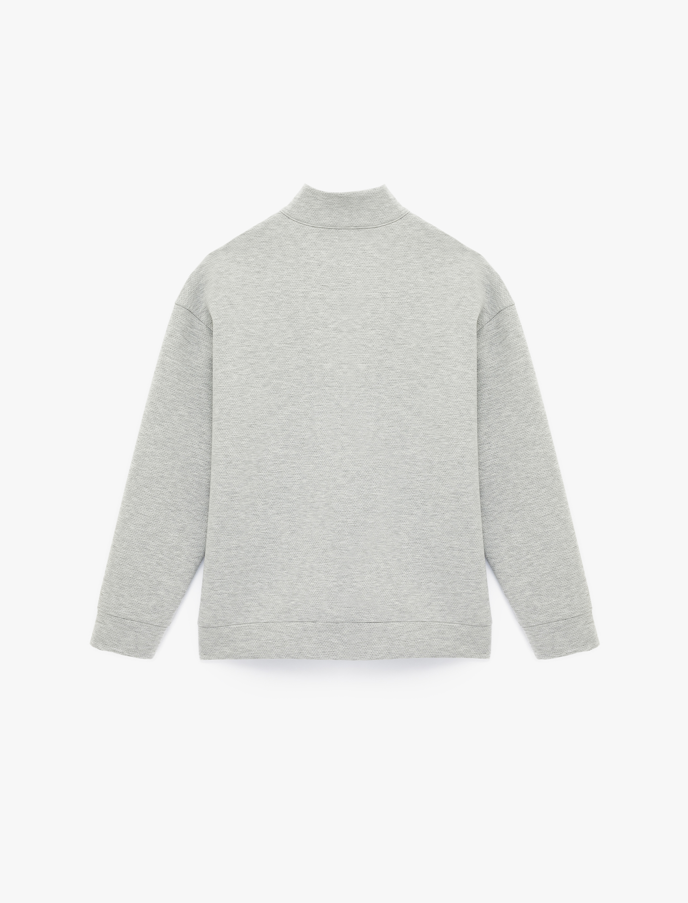   Uzun Kollu Viskon Karışımlı Yarım Fermuarlı Dik Yaka Spor Sweatshirt