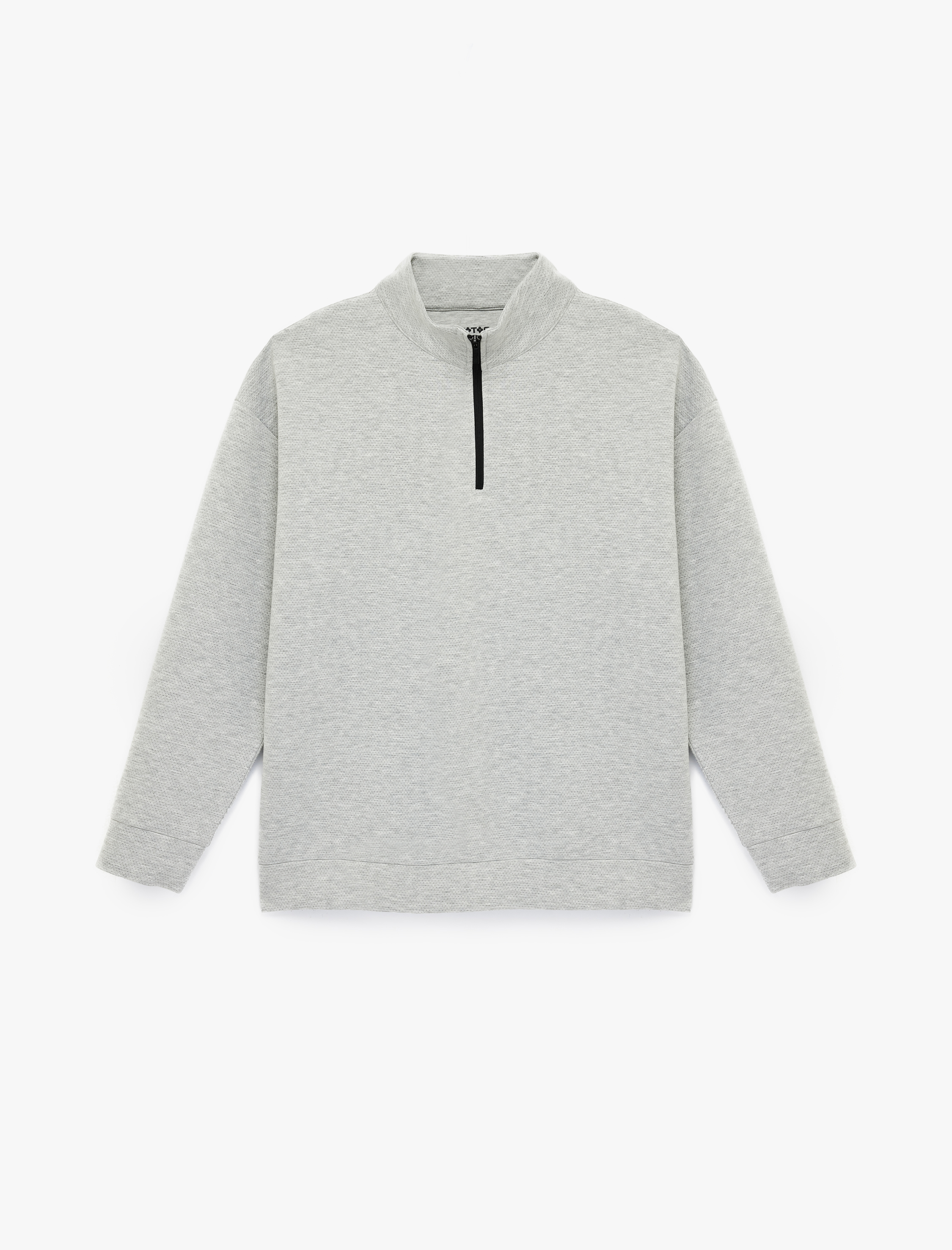   Uzun Kollu Viskon Karışımlı Yarım Fermuarlı Dik Yaka Spor Sweatshirt