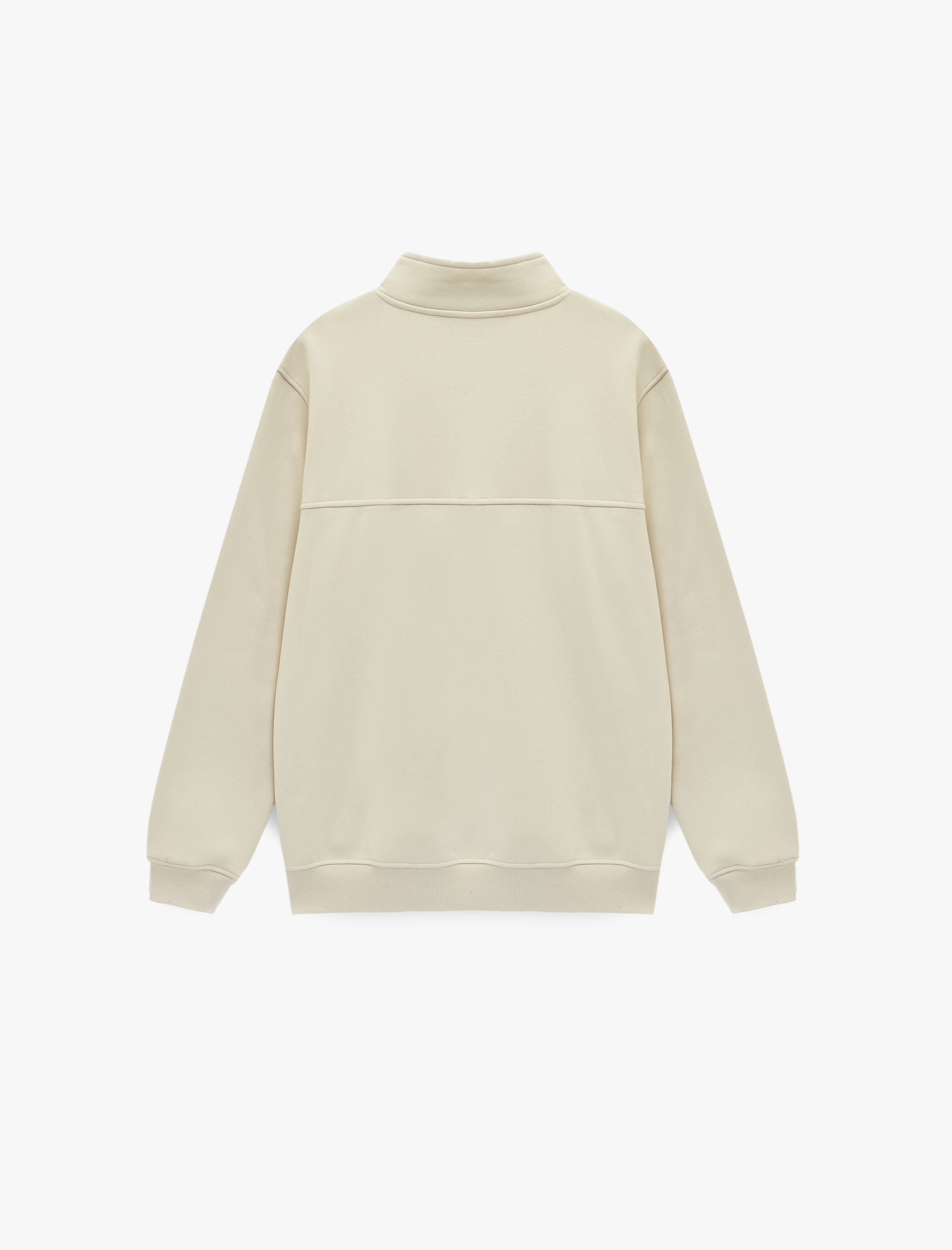   Regular Fit Dikiş Detaylı Uzun Kollu Yarım Fermuarlı Sweatshirt