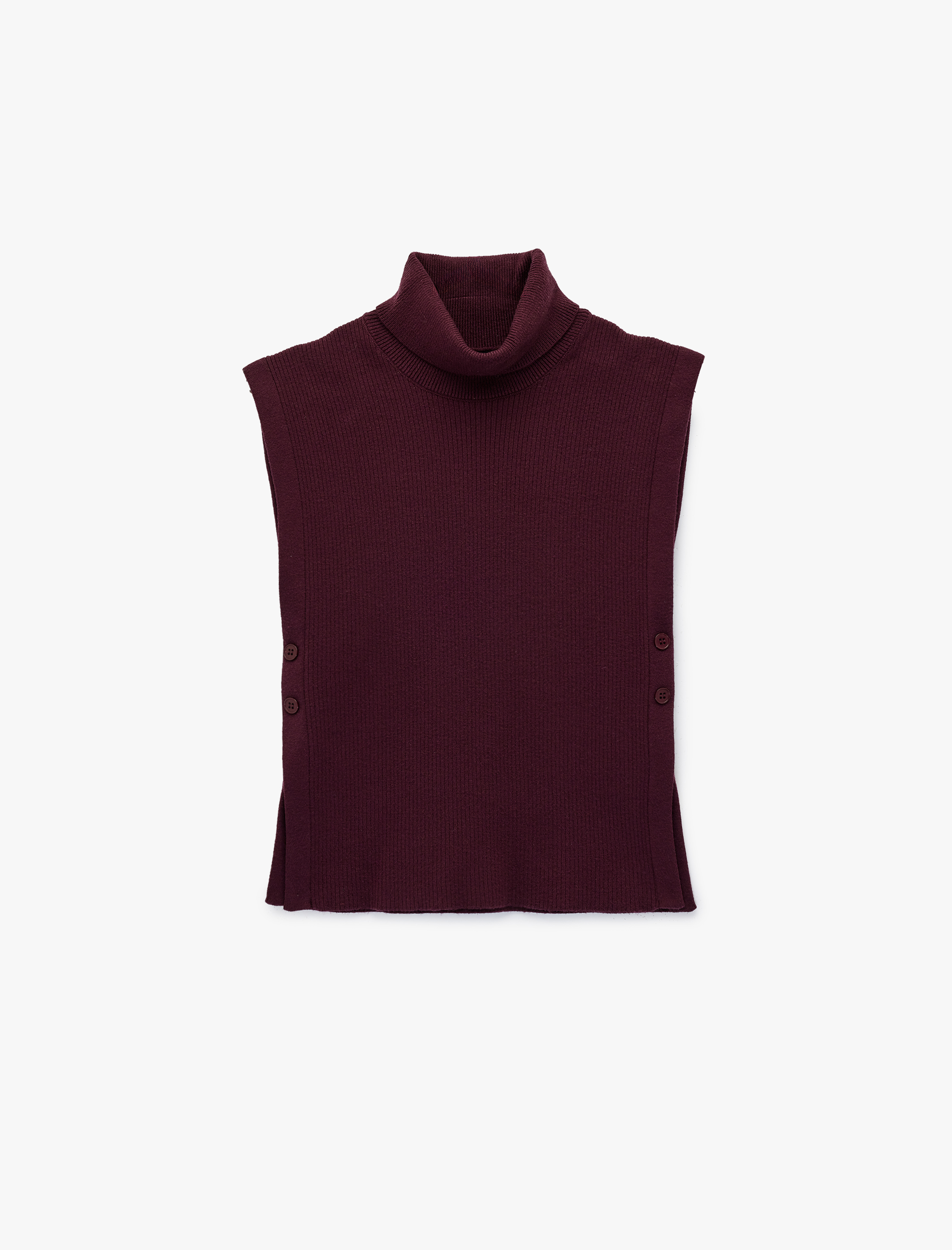   Yanları Düğme Kapama Detaylı Balıkçı Yaka Süveter