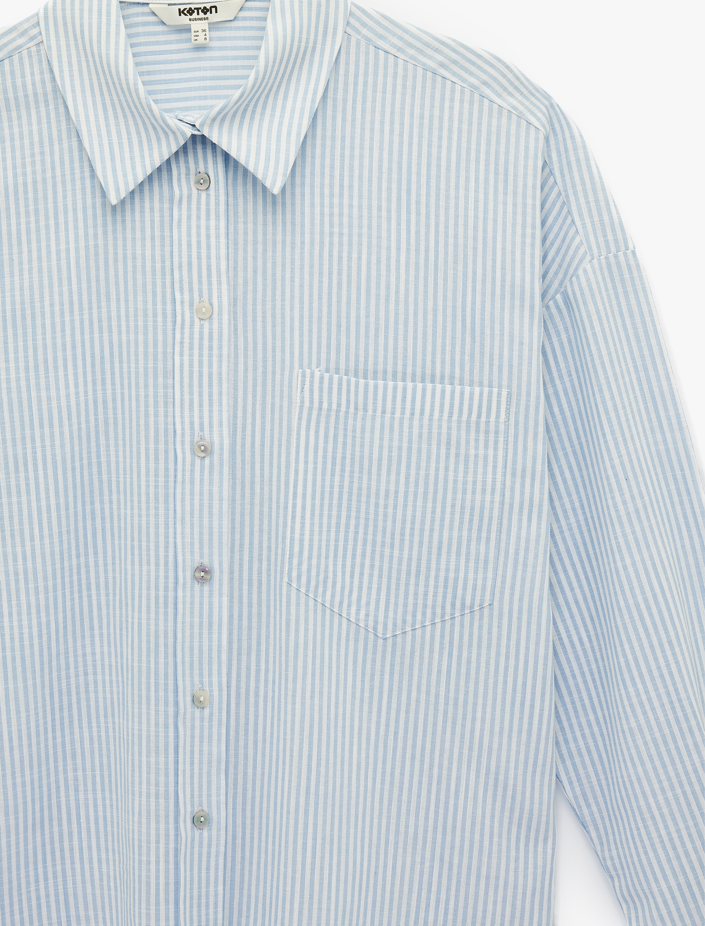   Pamuklu Uzun Kollu Gömlek Yaka Oversize Gömlek