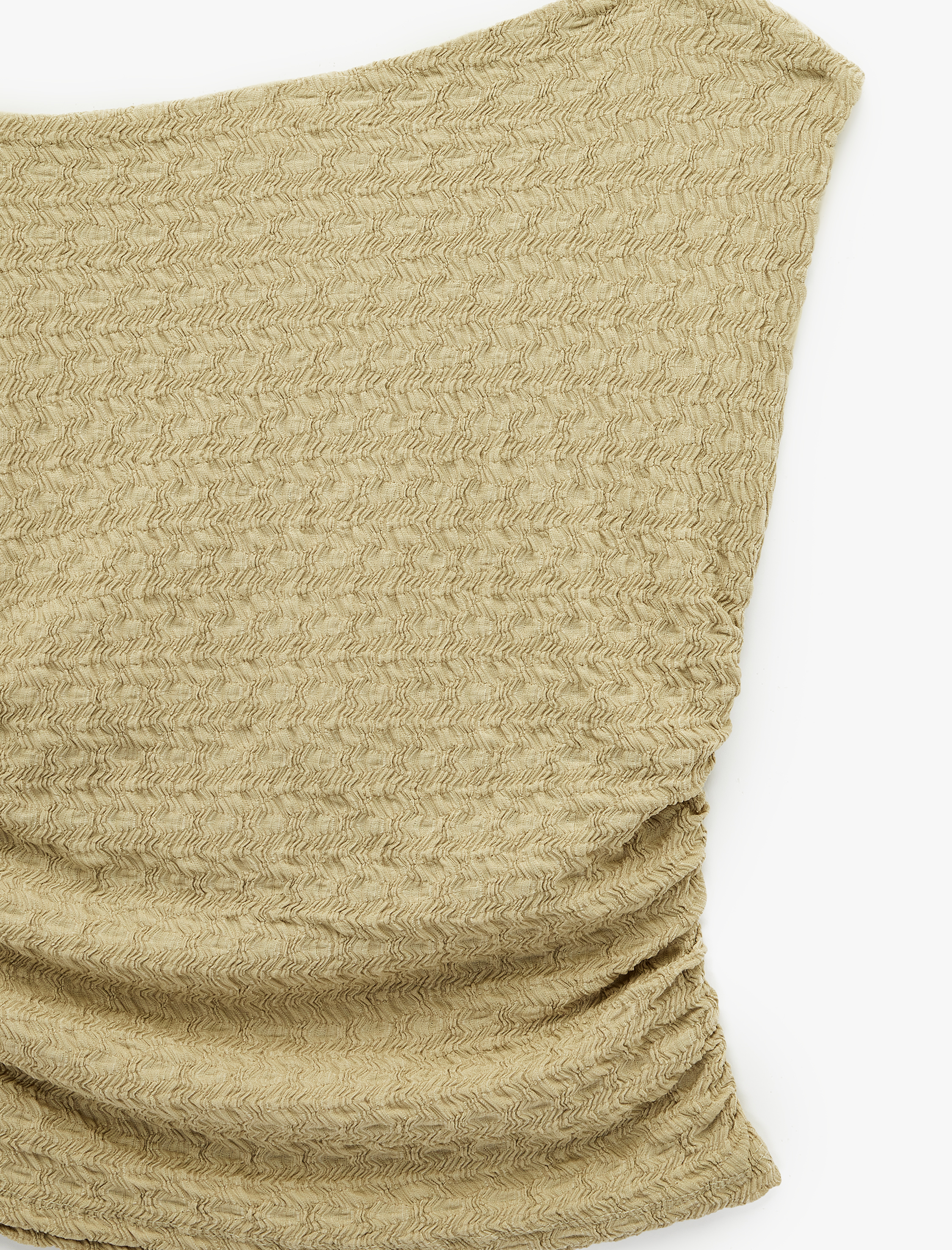   Asimetrik Yaka Kolsuz Slim Fit Drapeli Bluz