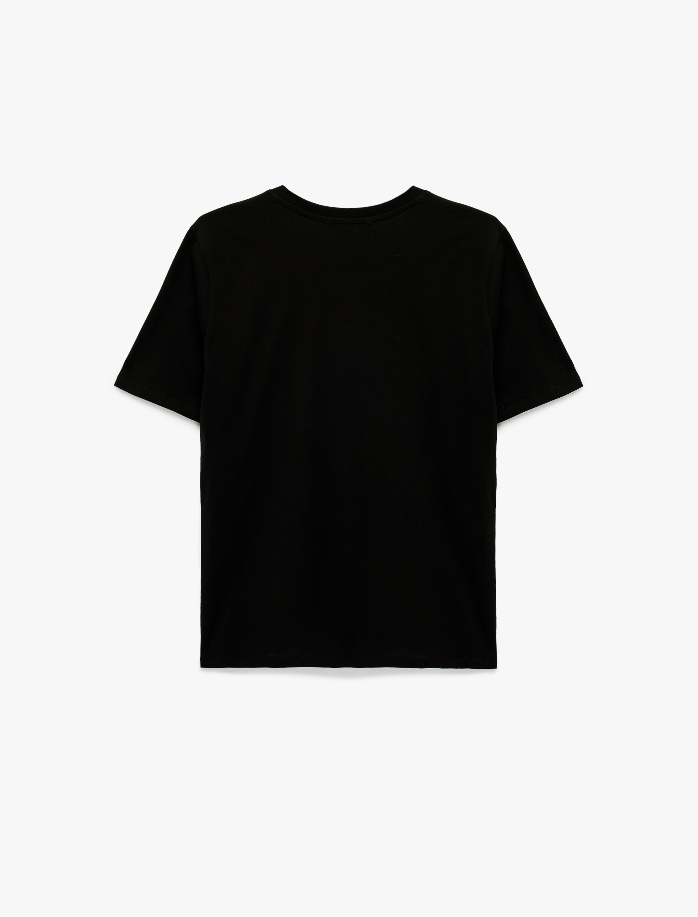   Pamuklu Baskı Detaylı Kısa Kollu Bisiklet Yaka Tişört