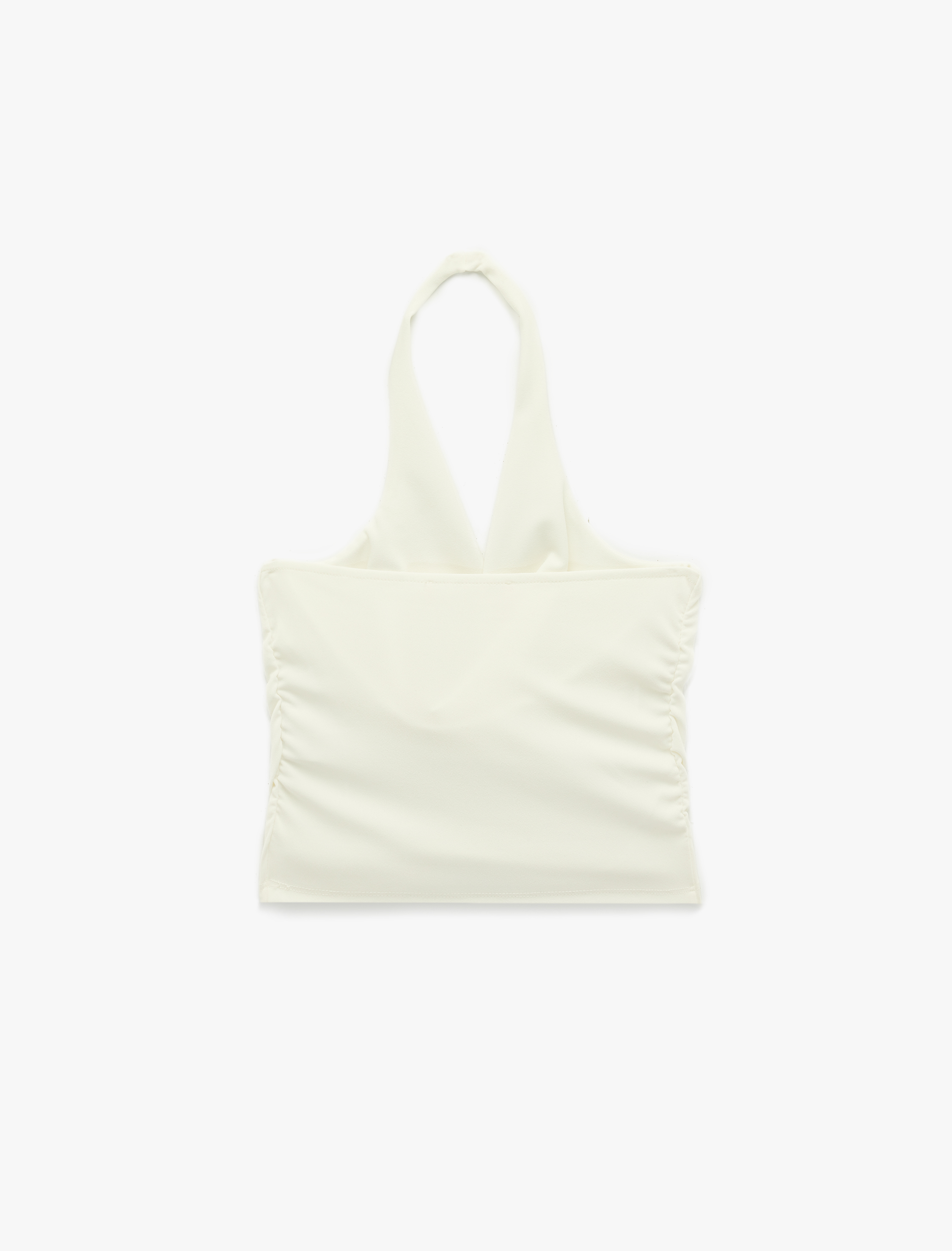   Kolsuz Degaje Yaka Slim Fit Crop Bluz