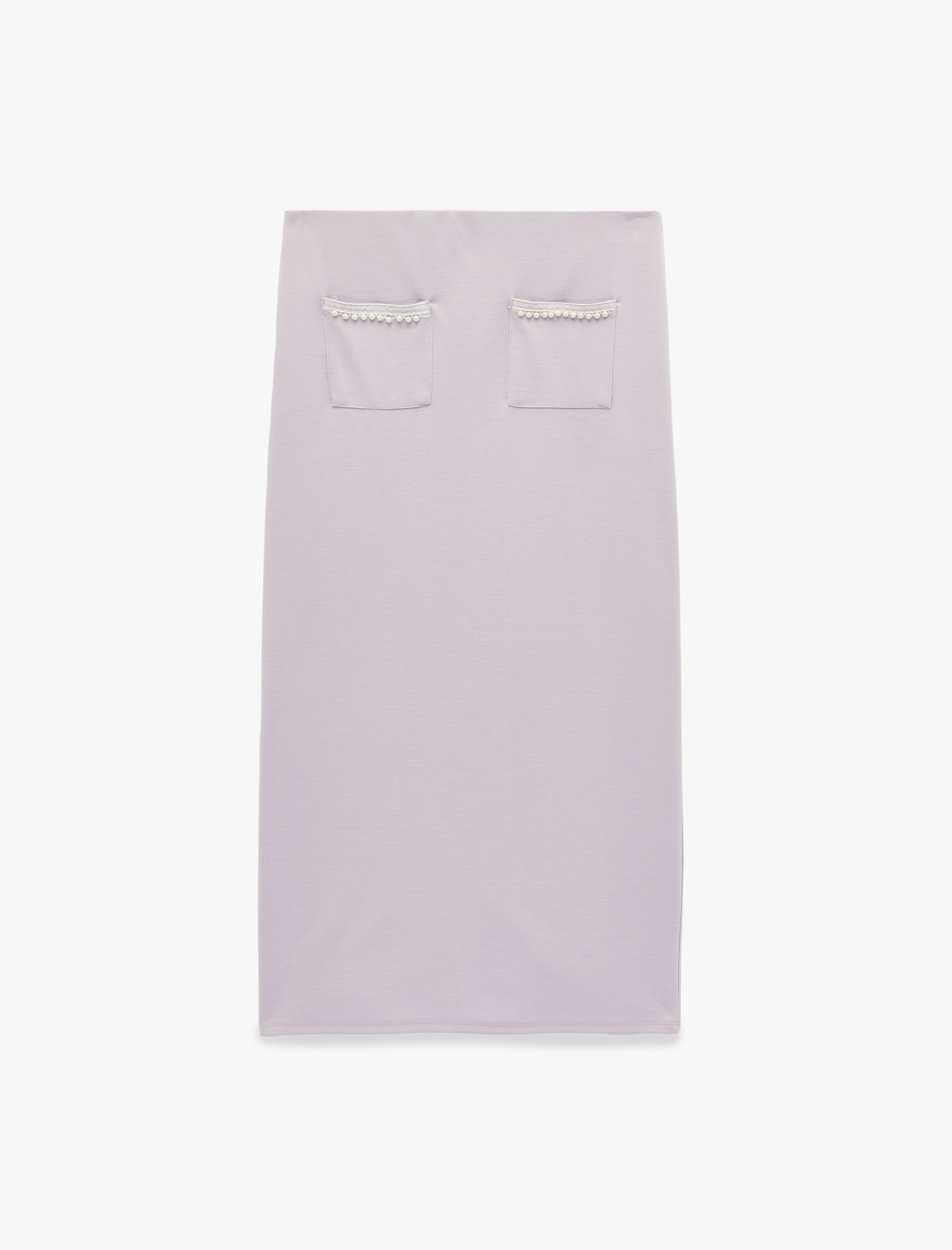   İnci Detaylı Cepli Midi Yırtmaçlı Kalem Etek