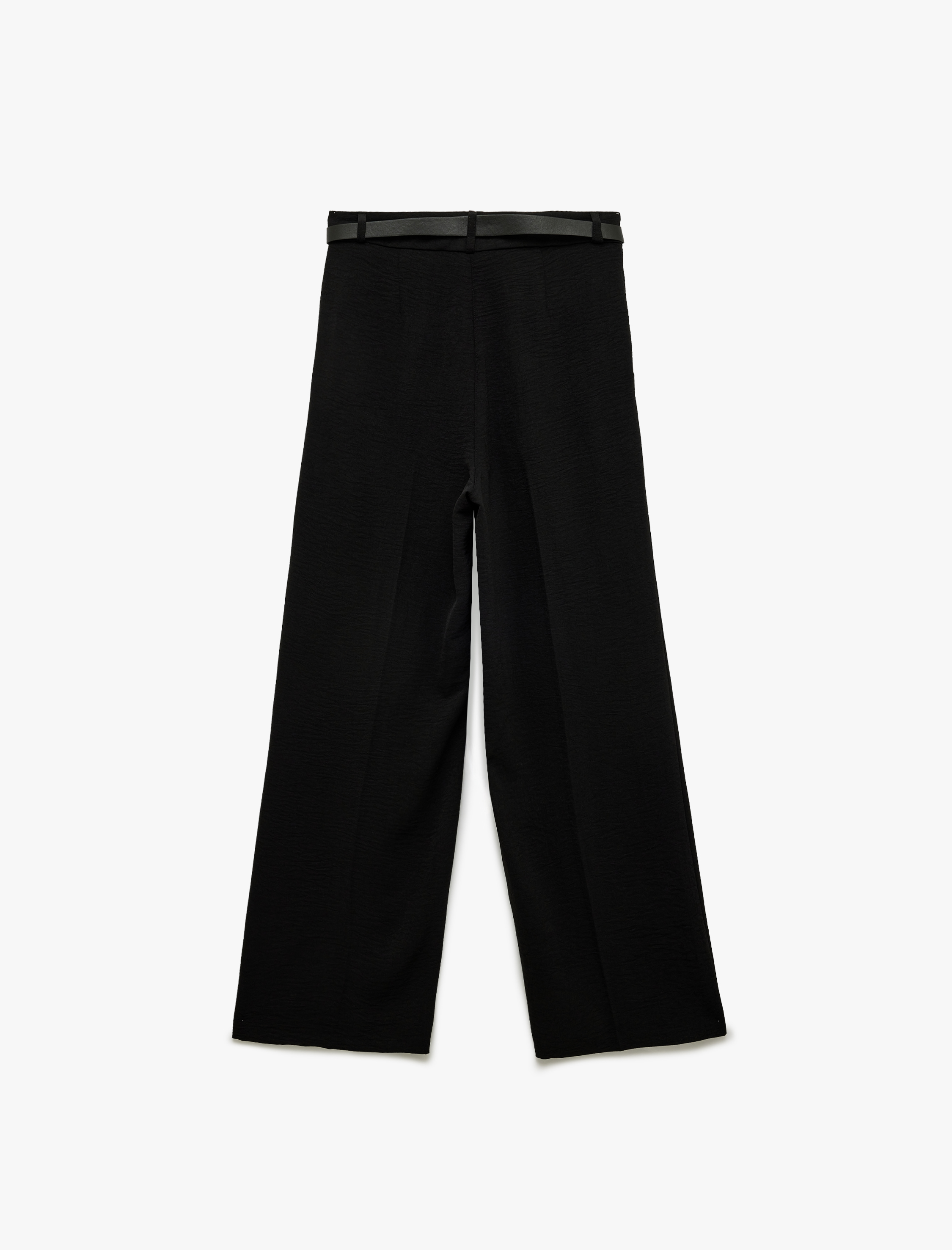   Aerobin Kumaş Kemerli Uzun Düz Geniş Paça Pantolon