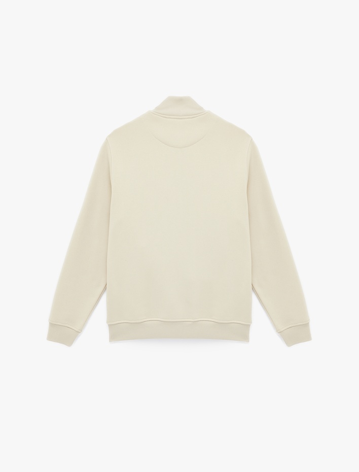  Şardonlu Uzun Kollu Cep Detaylı Basic Fermuarlı Hırka