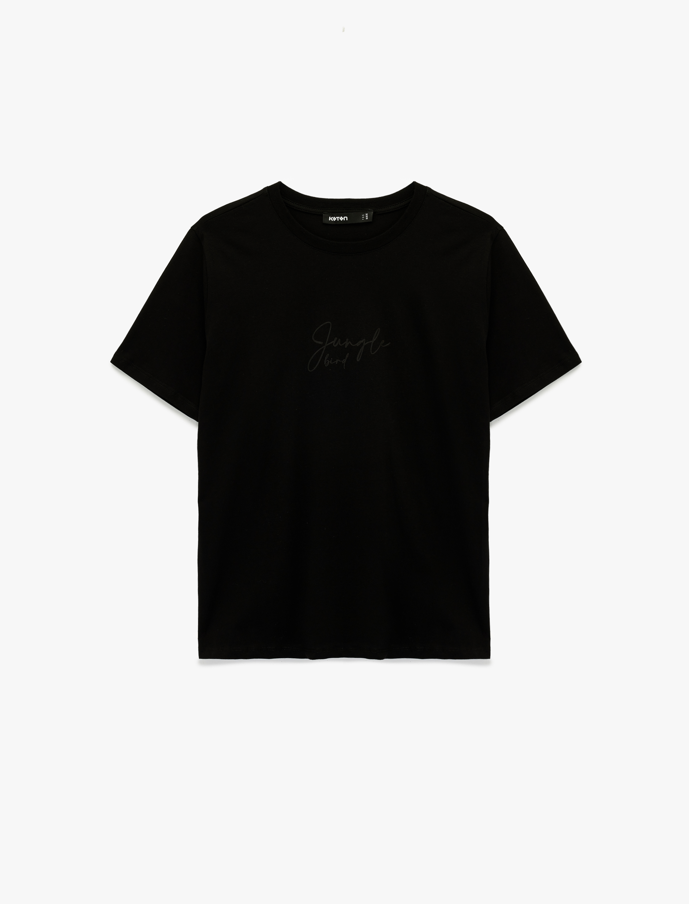   Pamuklu Baskı Detaylı Kısa Kollu Bisiklet Yaka Tişört