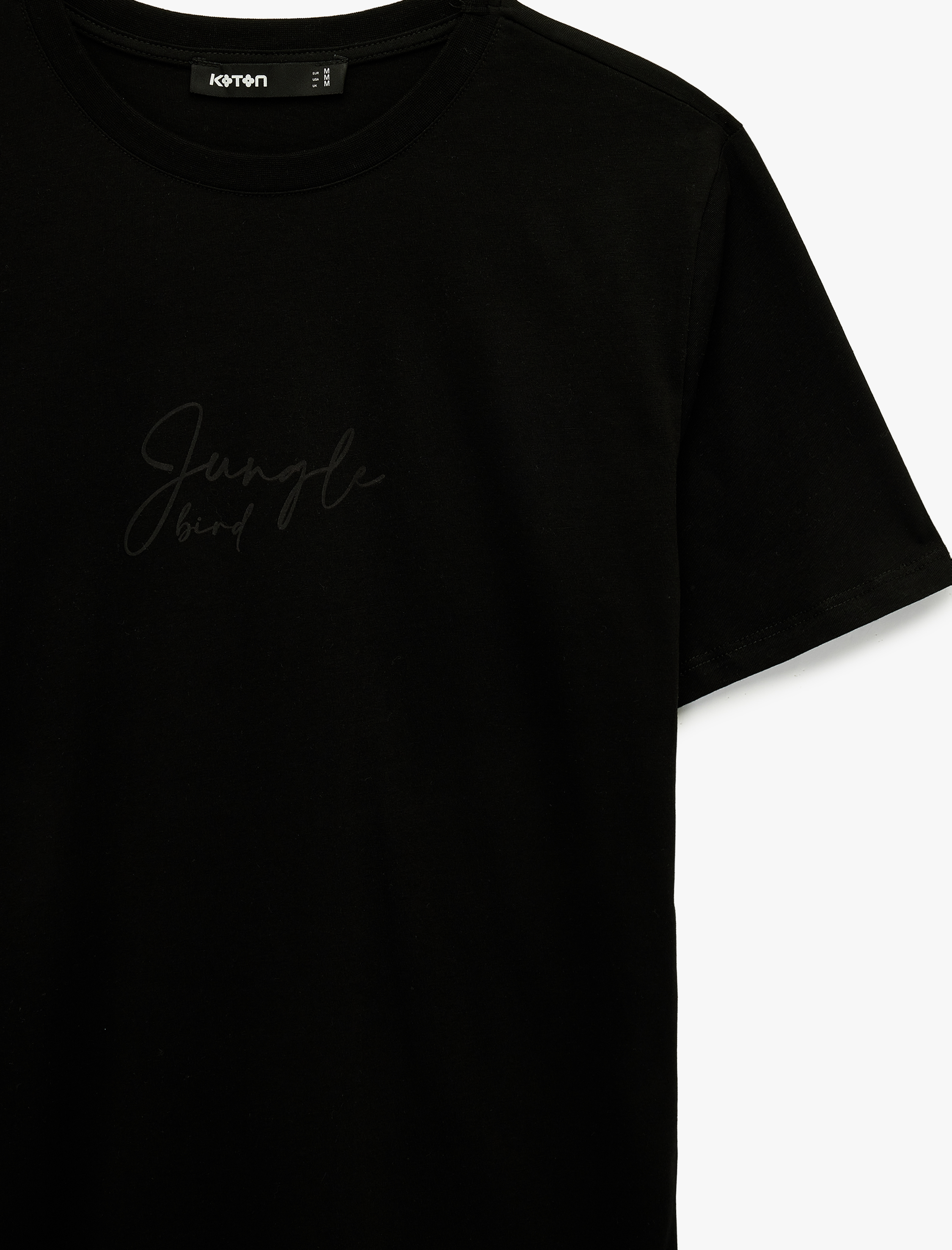   Pamuklu Baskı Detaylı Kısa Kollu Bisiklet Yaka Tişört