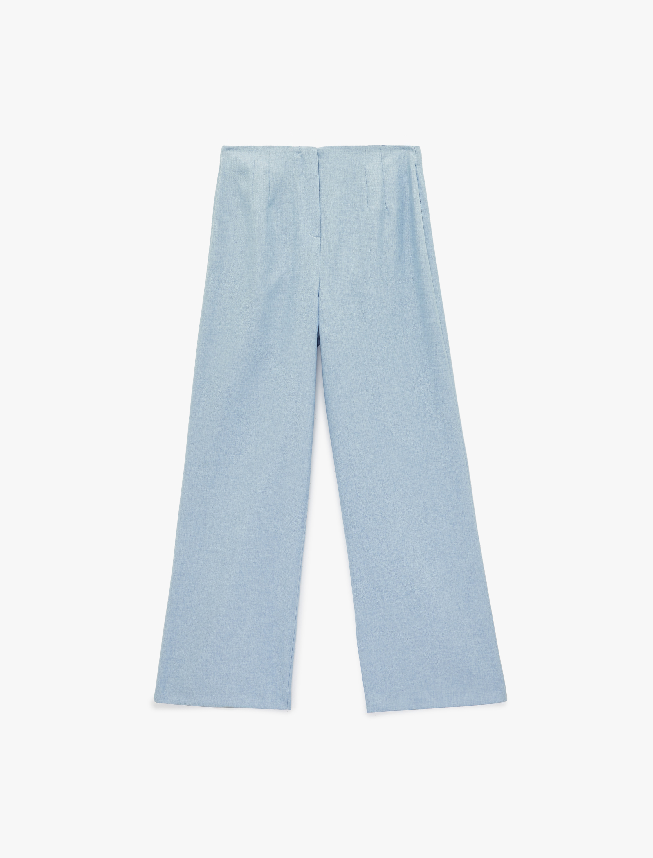   Yüksek Bel Uzun Geniş Paça Kumaş Pantolon