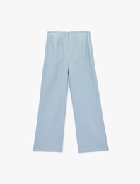 Yüksek Bel Uzun Geniş Paça Kumaş Pantolon