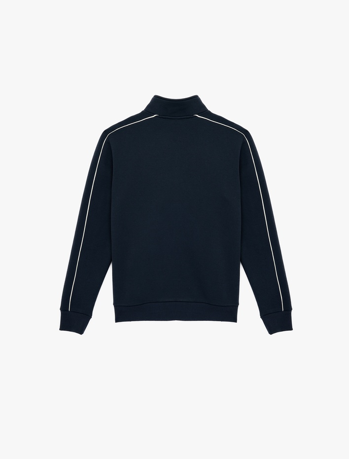  Regular Fit Uzun Kollu Nakışlı Şardonlu Yarım Fermuarlı Sweatshirt