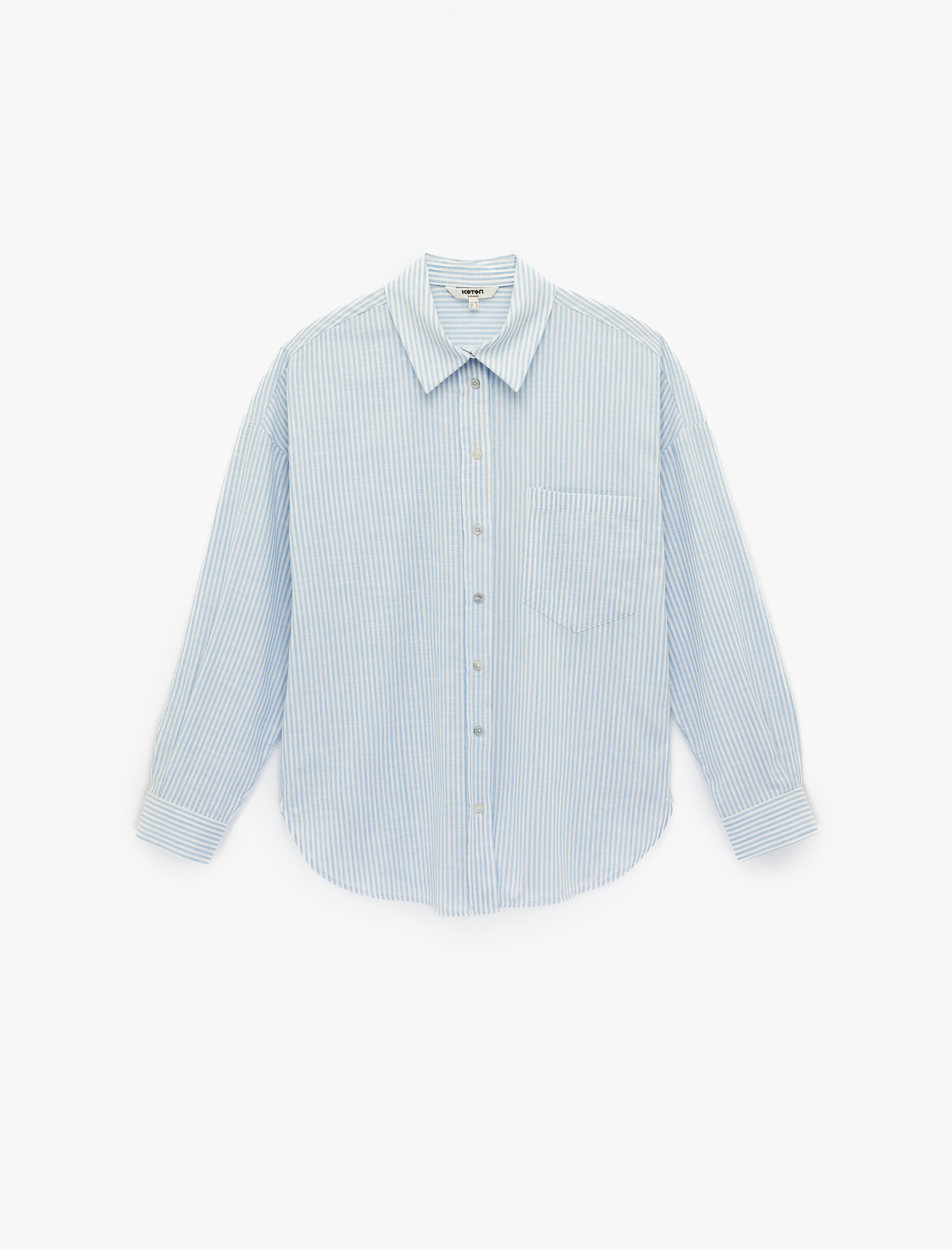   Pamuklu Uzun Kollu Gömlek Yaka Oversize Gömlek