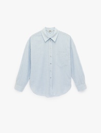 Pamuklu Uzun Kollu Gömlek Yaka Oversize Gömlek