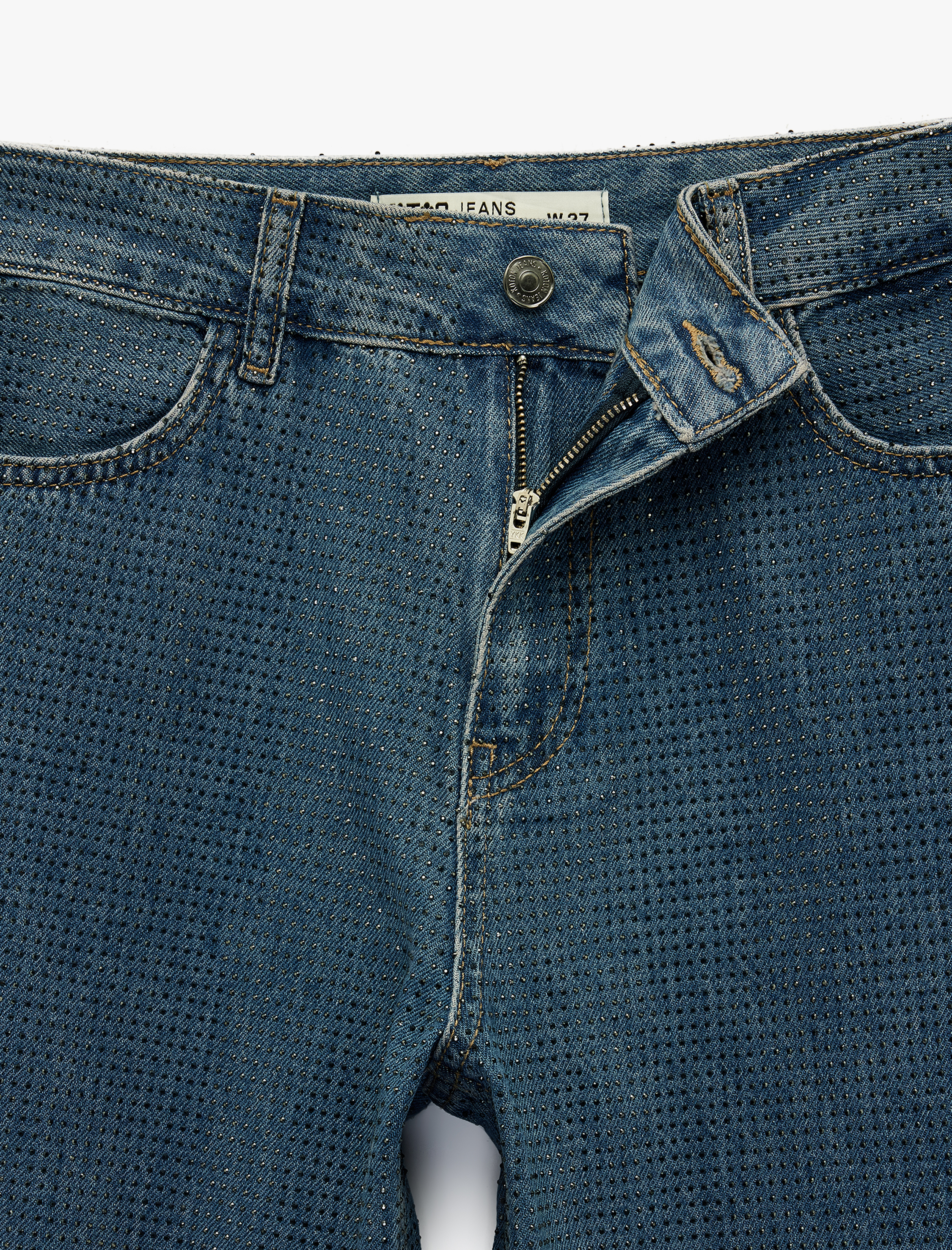   Cepli Uzun Düz Paça Taşlı Jean Pantolon - Straight Fit Jean