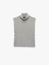 Yanları Düğme Kapama Detaylı Balıkçı Yaka Süveter