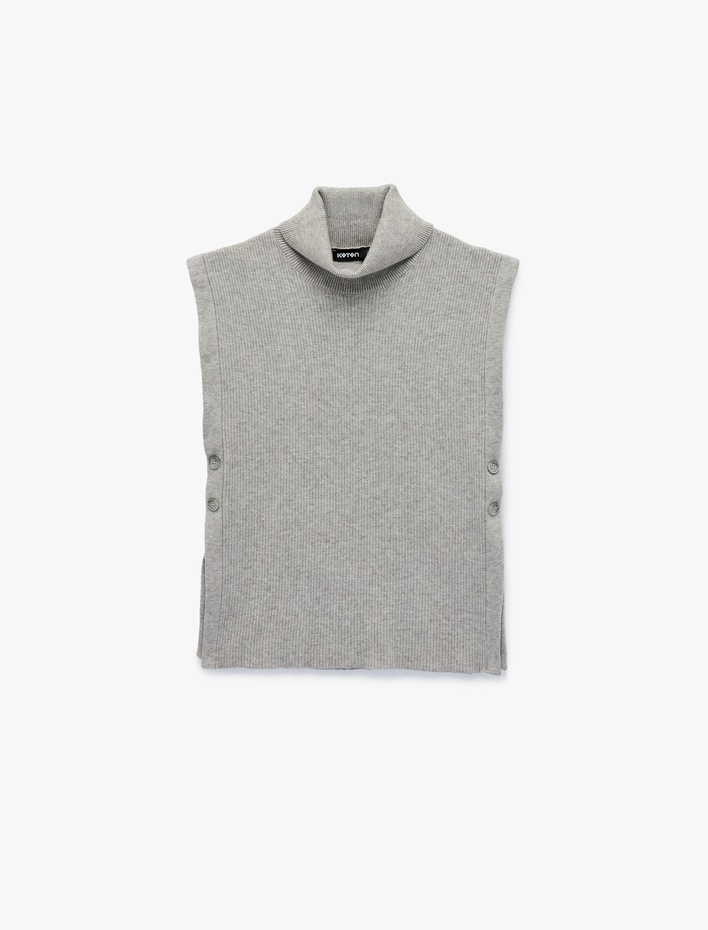  Yanları Düğme Kapama Detaylı Balıkçı Yaka Süveter