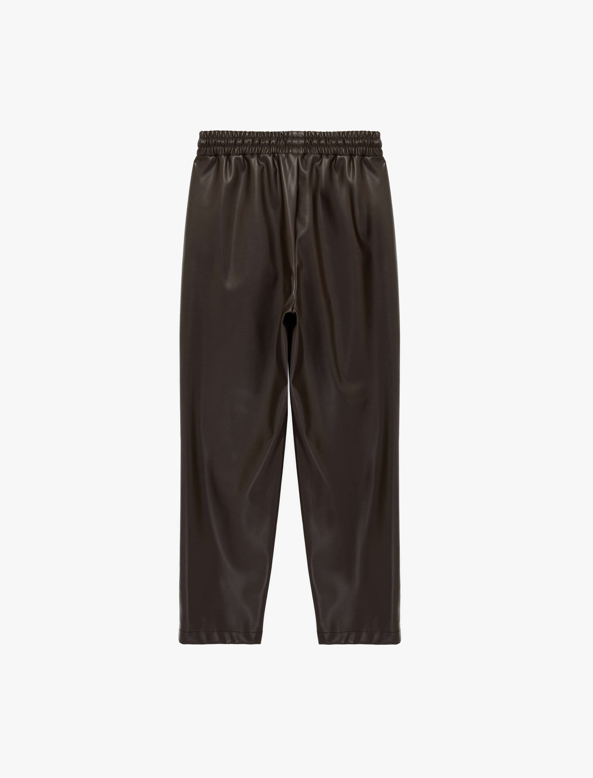   Beli Lastikli Yan Cepli Cigarette Suni Deri Pantolon