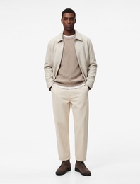 Regular Fit Cepli Gömlek Yaka Fermuarlı Kaşe Ceket