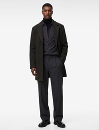 Regular Fit Cepli Mono Yaka Uzun Kaşe Kaban