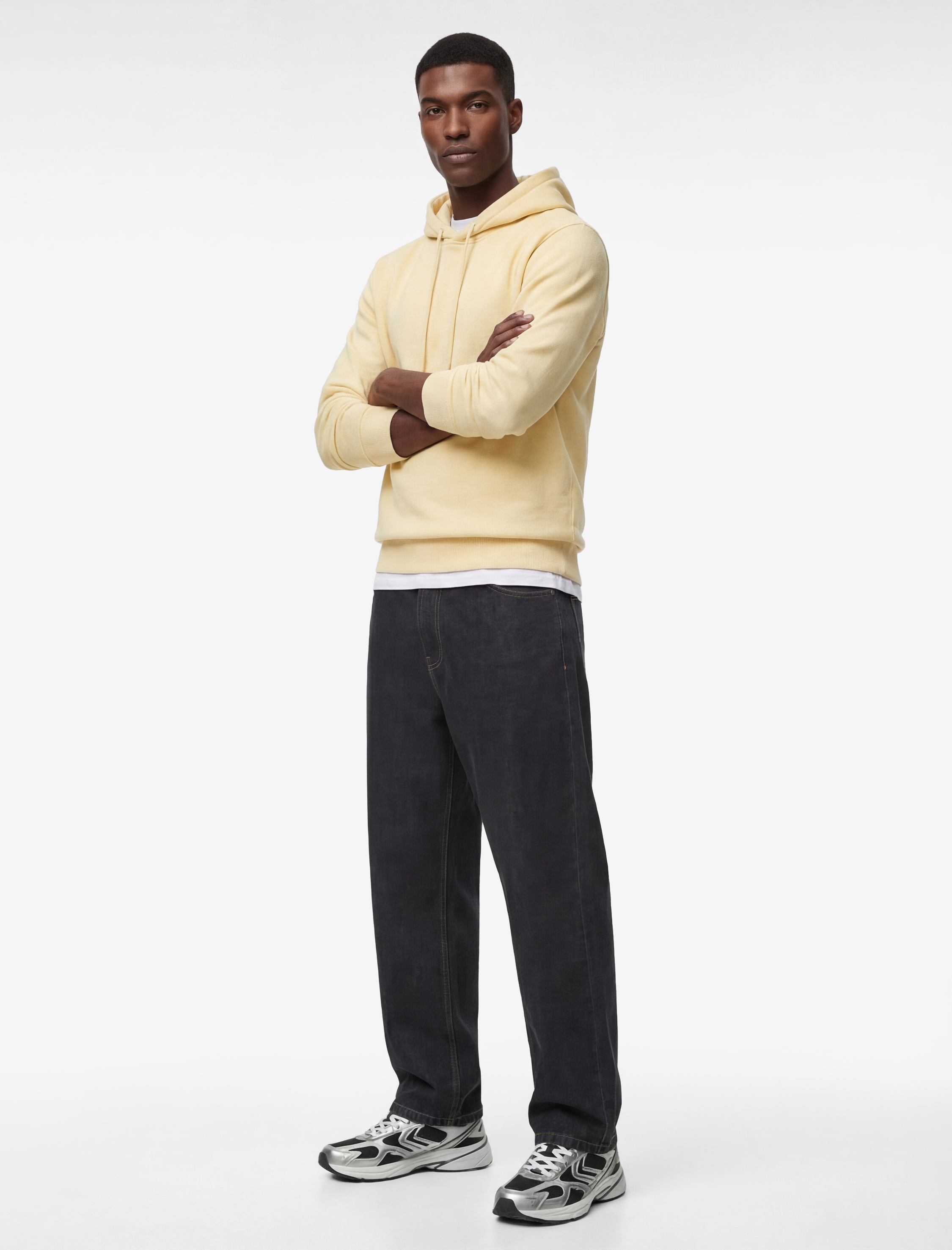   Şardonlu Uzun Kollu Basic Kapşonlu Sweatshirt