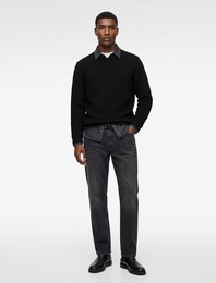 Uzun Kollu Regular Fit Dokulu Bisiklet Yaka Sweatshirt