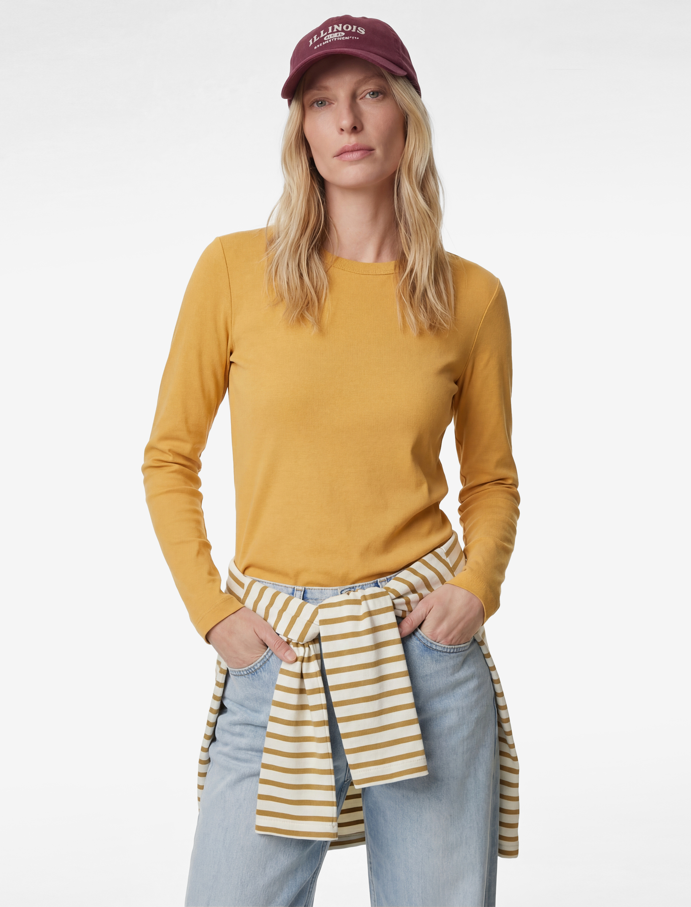   Pamuklu Uzun Kollu Bisiklet Yaka Basic Tişört