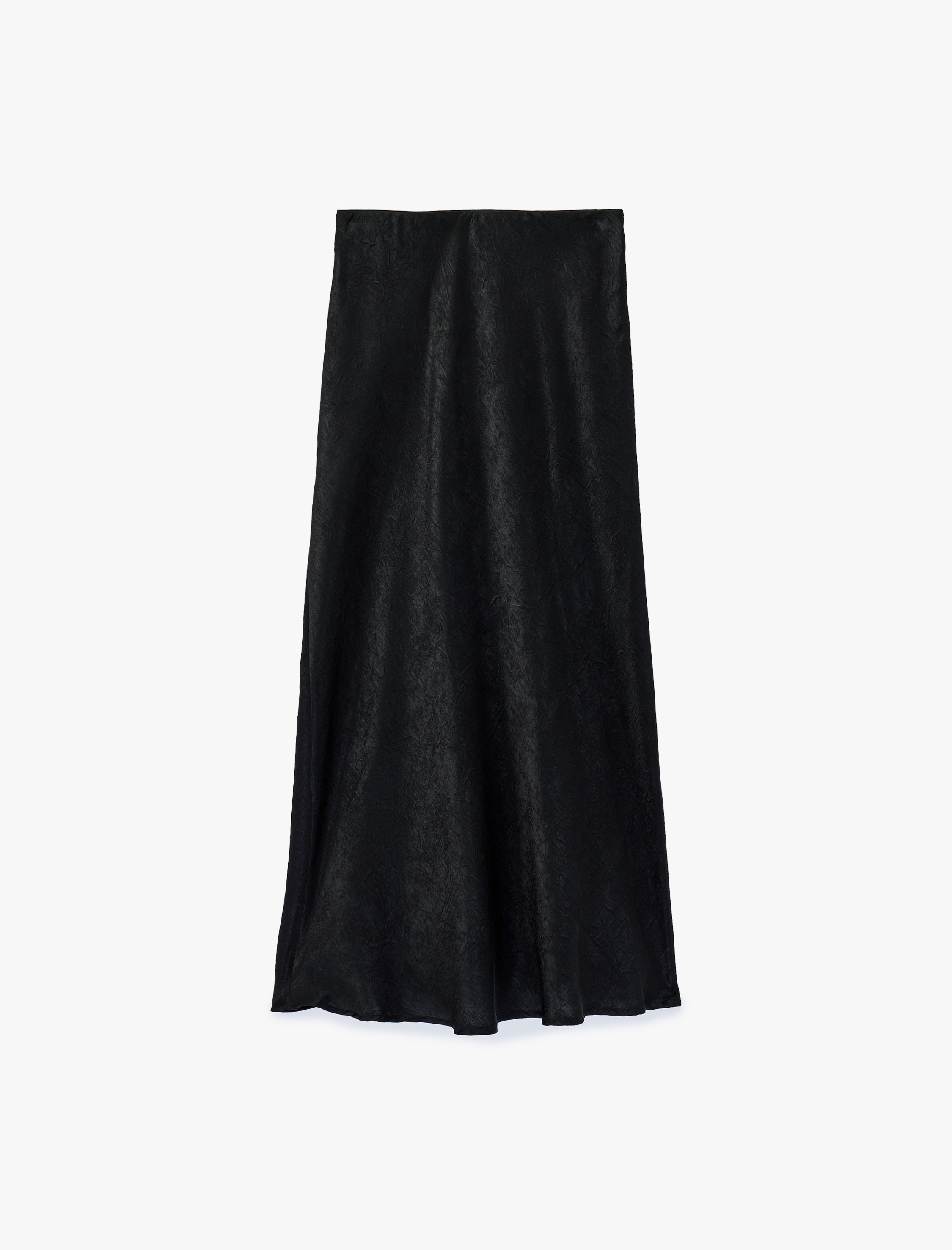   Slim Fit Midi Boy Balık Kesim Dokulu Saten Etek