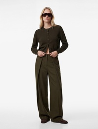 Koyun Yünü Karışımlı Uzun Kollu Düğmeli Bisiklet Yaka Triko Hırka