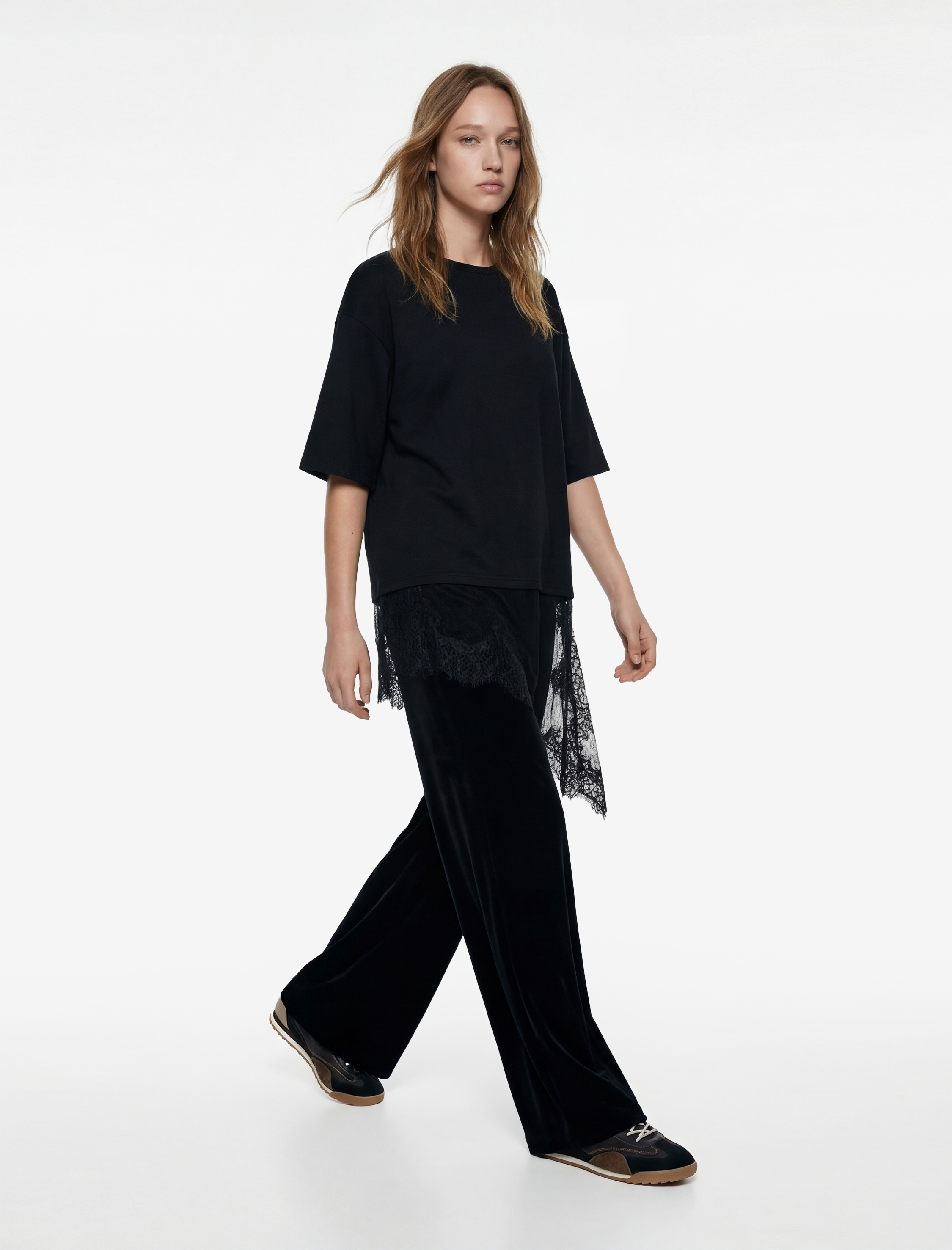   Slim Fit Yüksek Bel Geniş Paça Kadife Pantolon