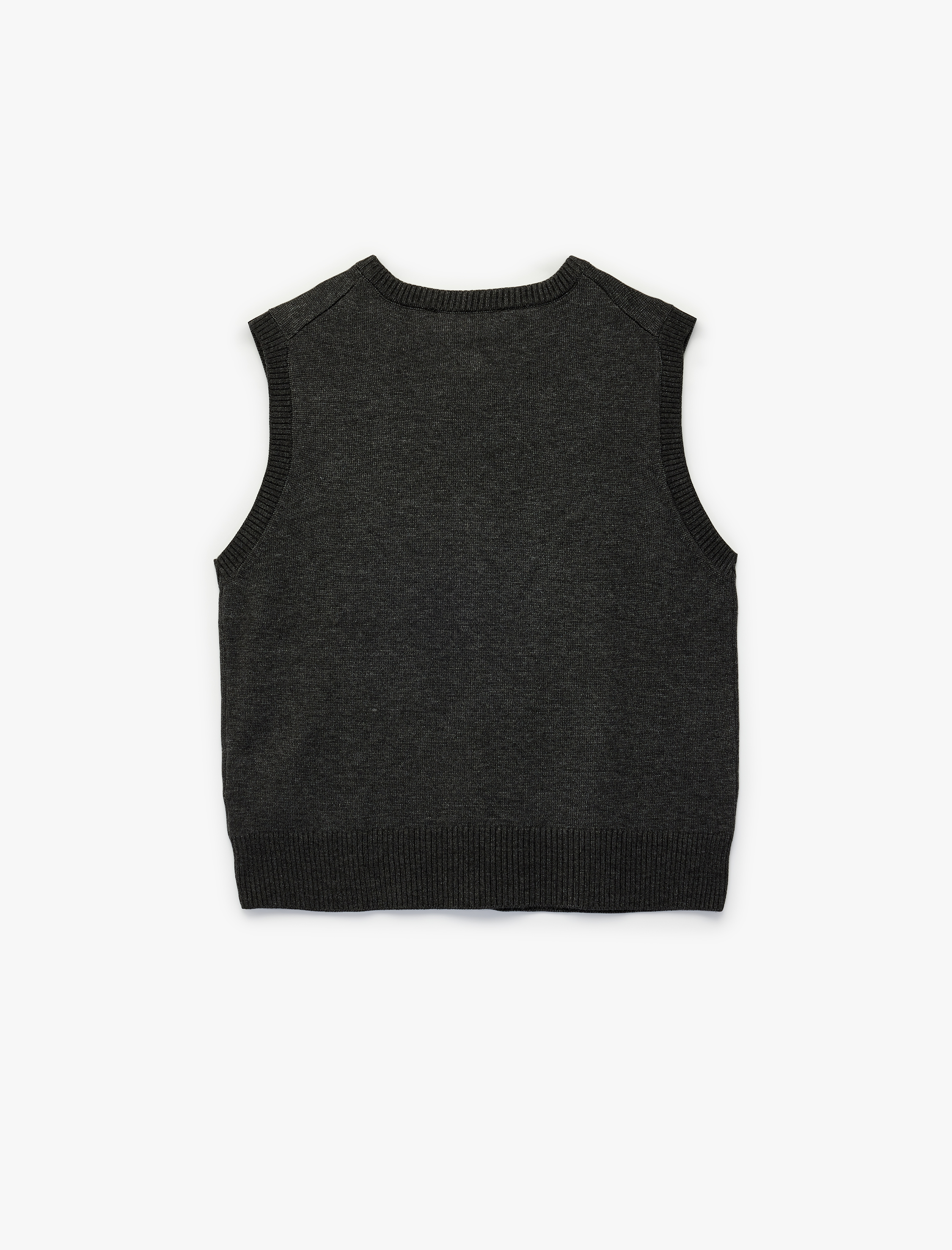   Gold Düğmeli Bisiklet Yaka Triko Yelek