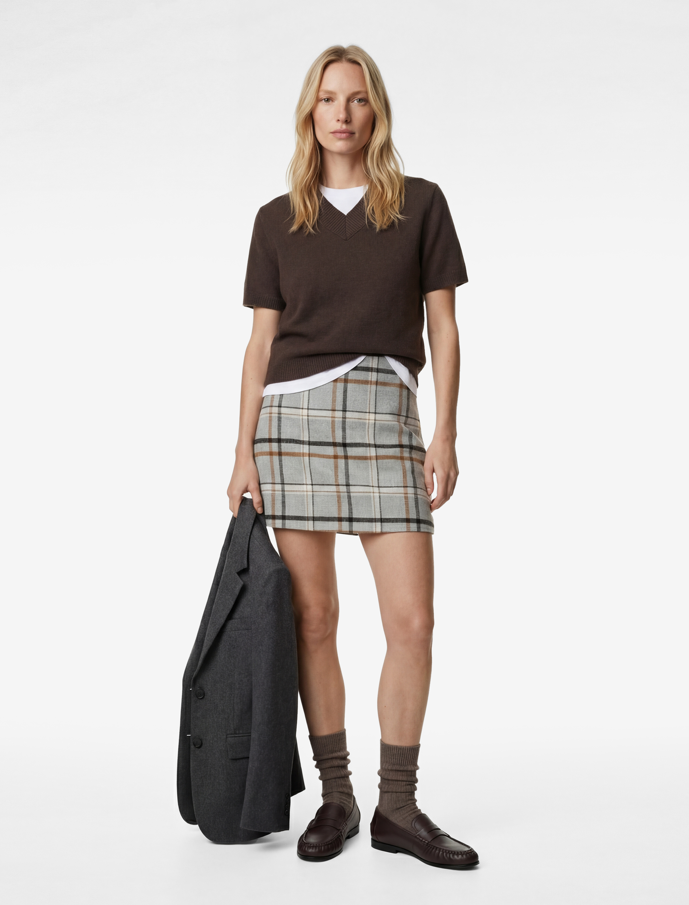   Flanel Kumaş A Kesim Mini Kareli Kışlık Etek