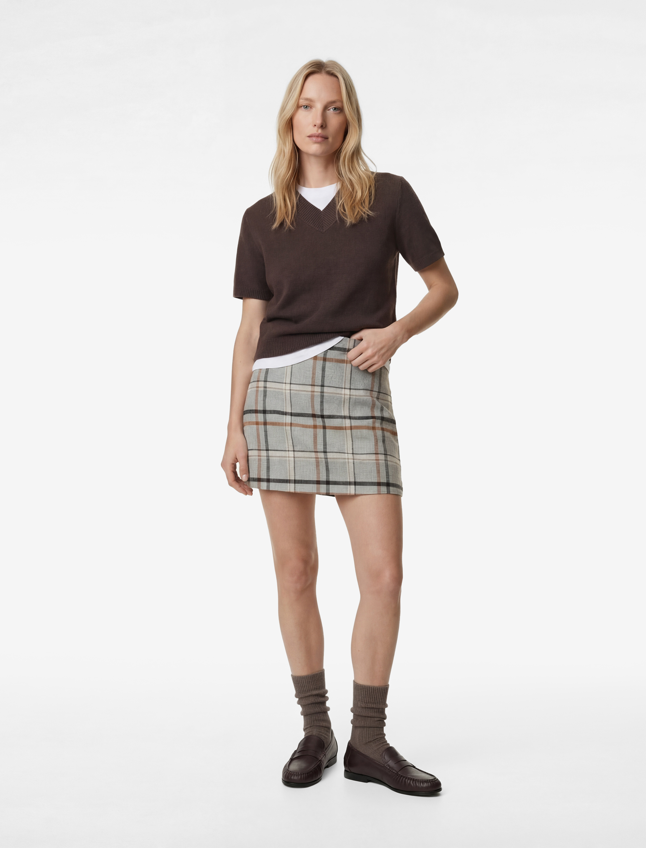   Flanel Kumaş A Kesim Mini Kareli Kışlık Etek