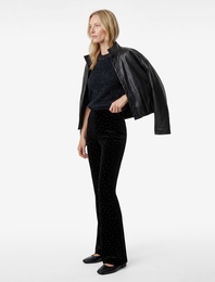 Geniş İspanyol Paça Kadife Taşlı Pantolon