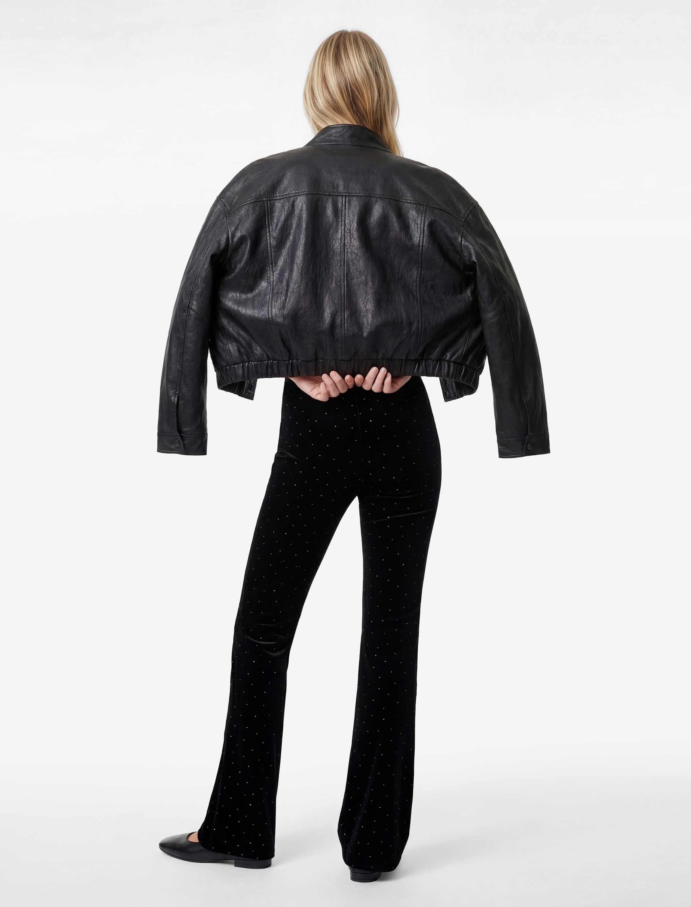   Geniş İspanyol Paça Kadife Taşlı Pantolon