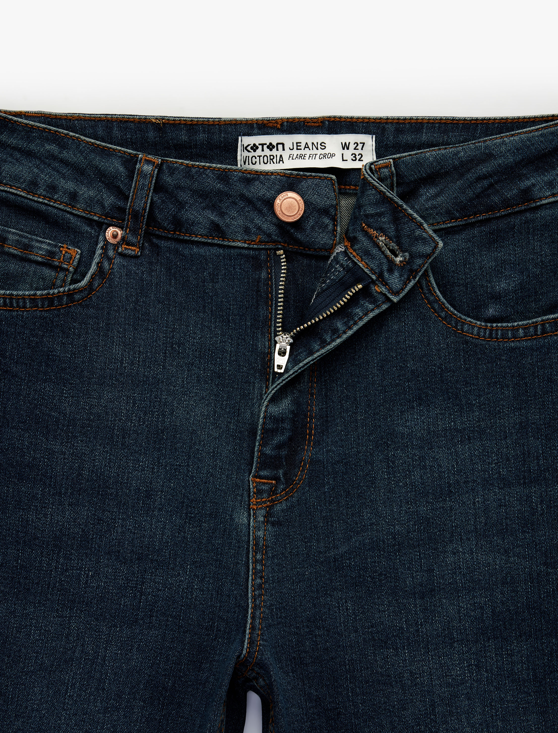   Dar Kesim Normal Bel Cepli İspanyol Paça Jean Pantolon - Flare Jeans