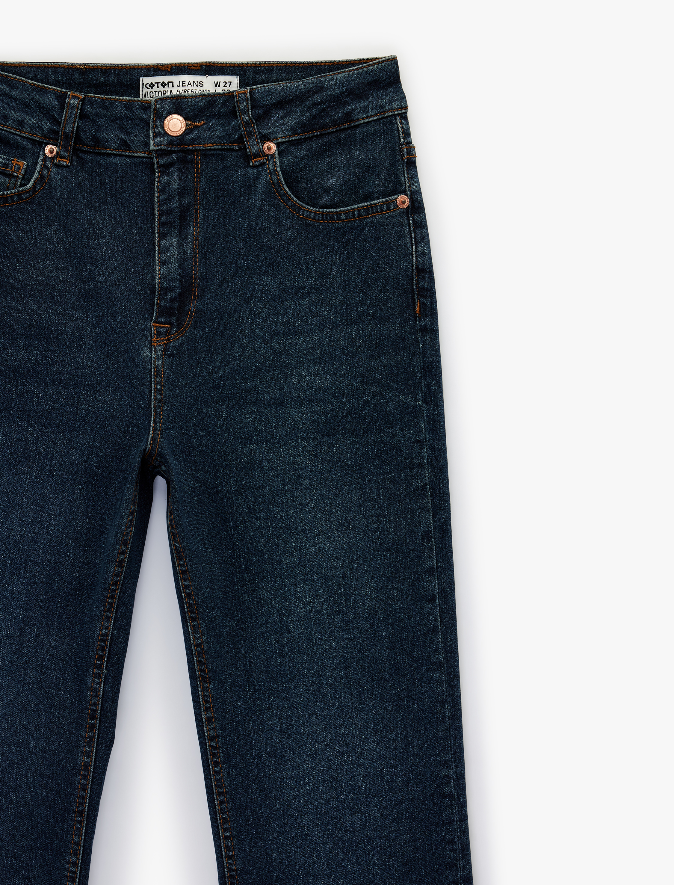   Dar Kesim Normal Bel Cepli İspanyol Paça Jean Pantolon - Flare Jeans