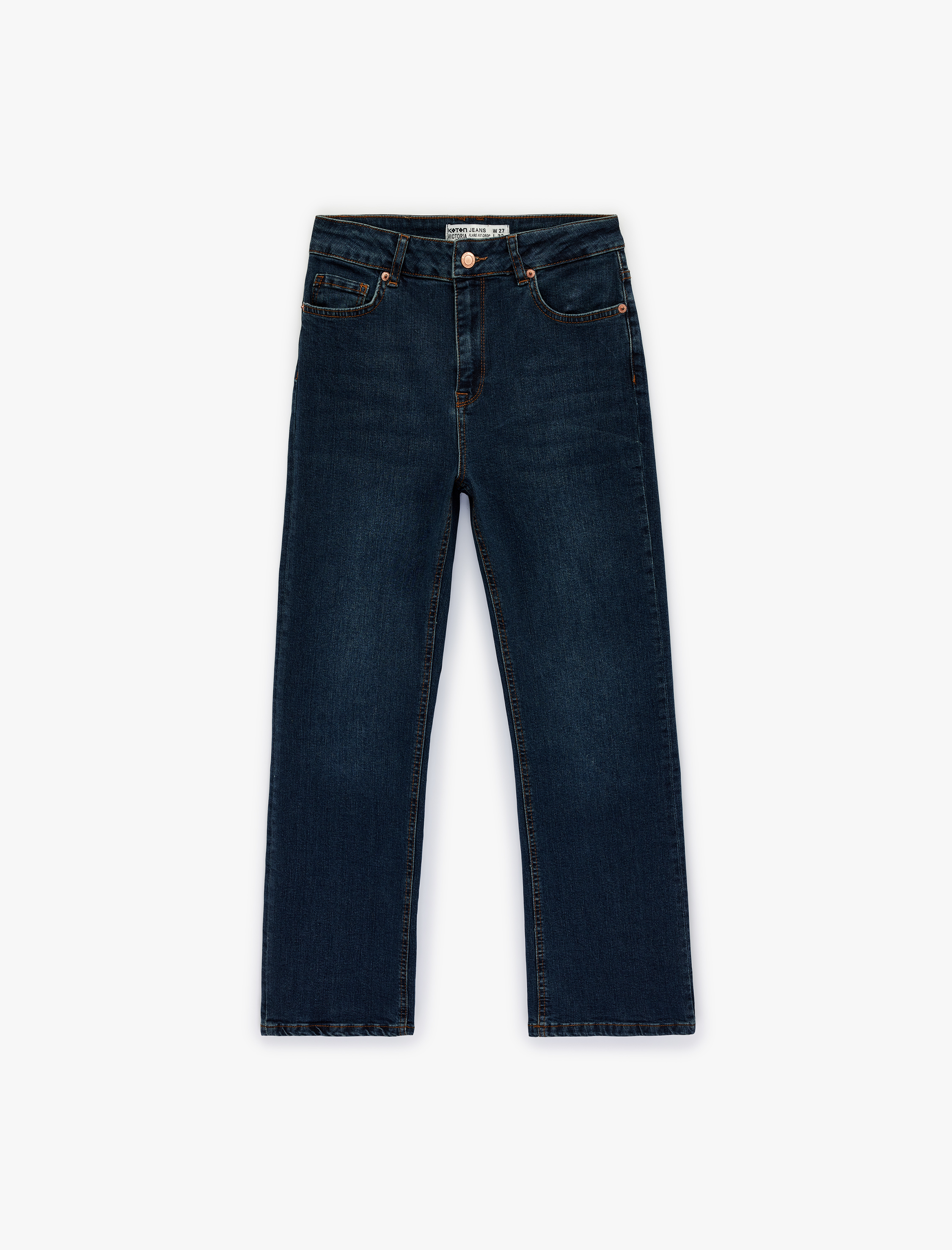   Dar Kesim Normal Bel Cepli İspanyol Paça Jean Pantolon - Flare Jeans