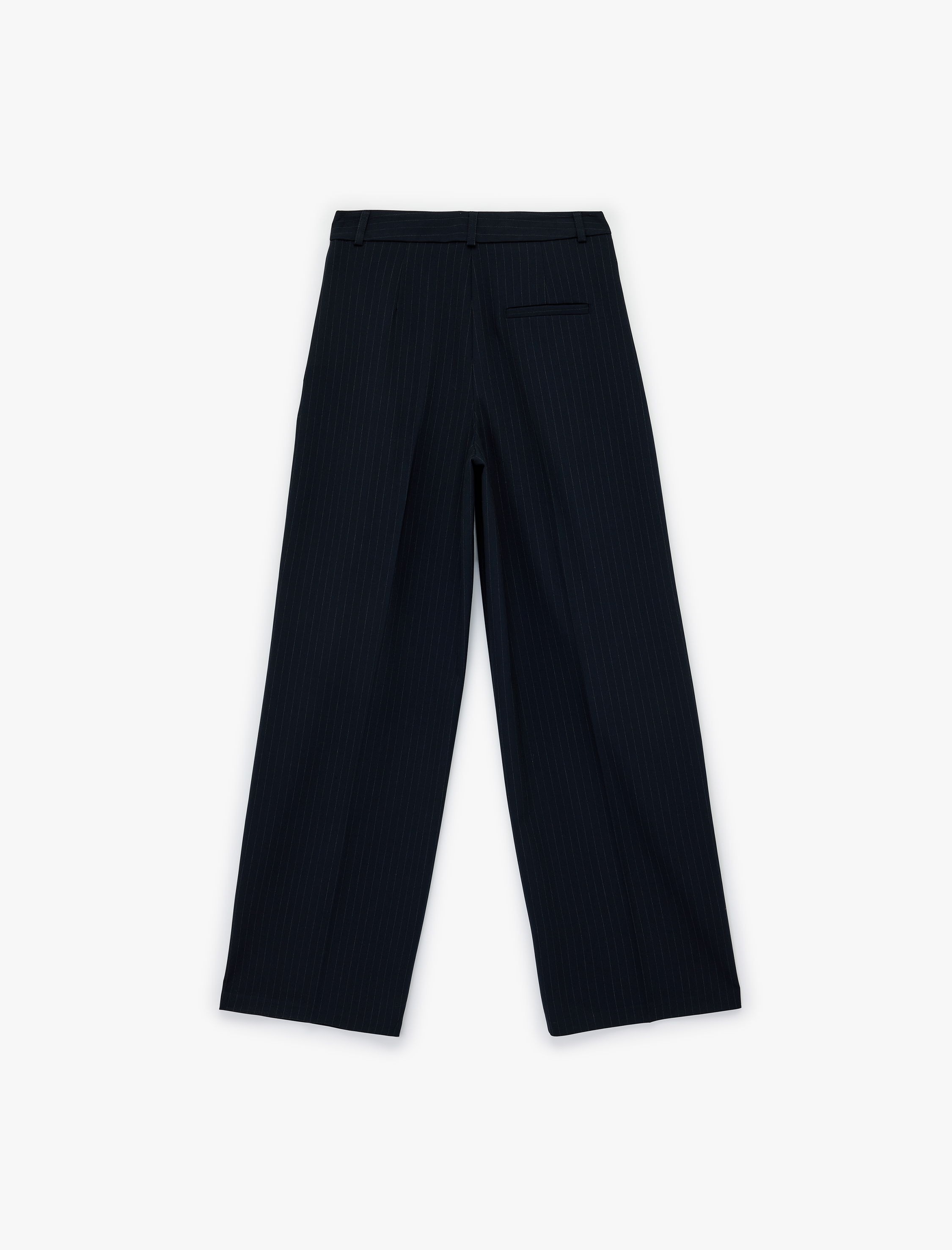   Yüksek Bel Geniş Paça Viskon Karışımlı Çizgili Pantolon